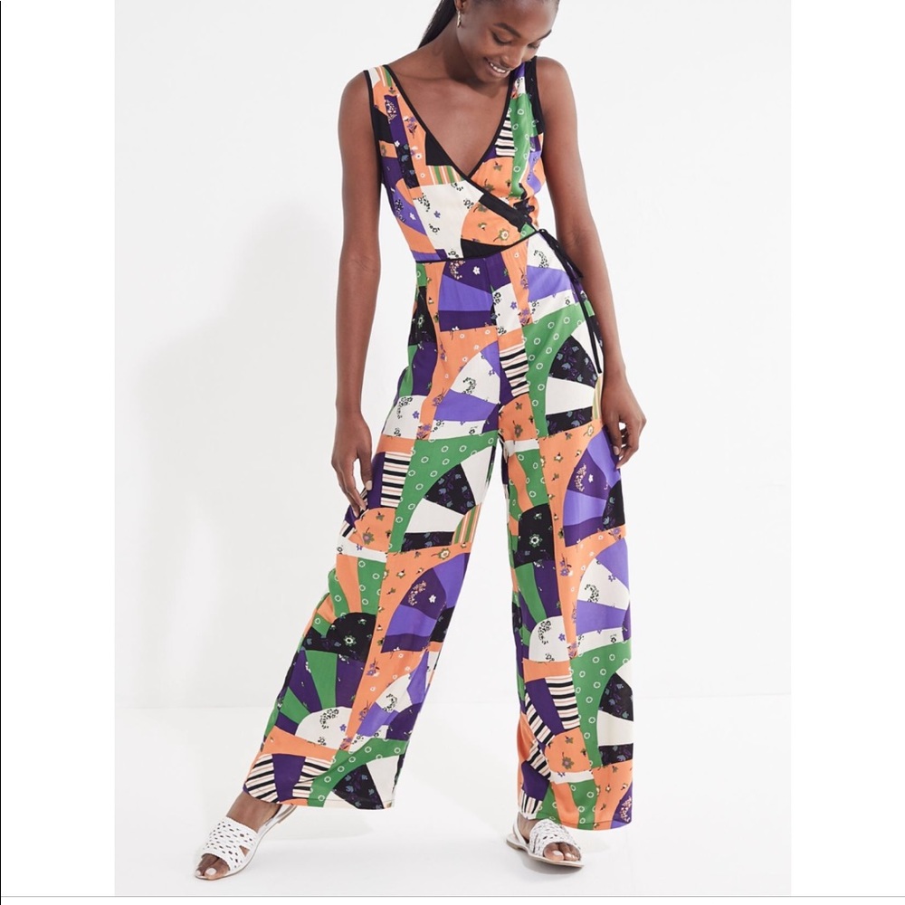 Patchwork Surplice Jumpsuit